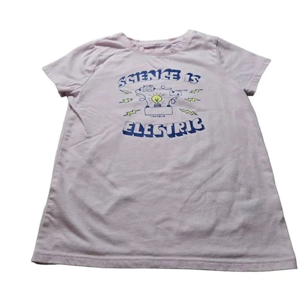 Cat & Jack Science is electric Girl shirt S6